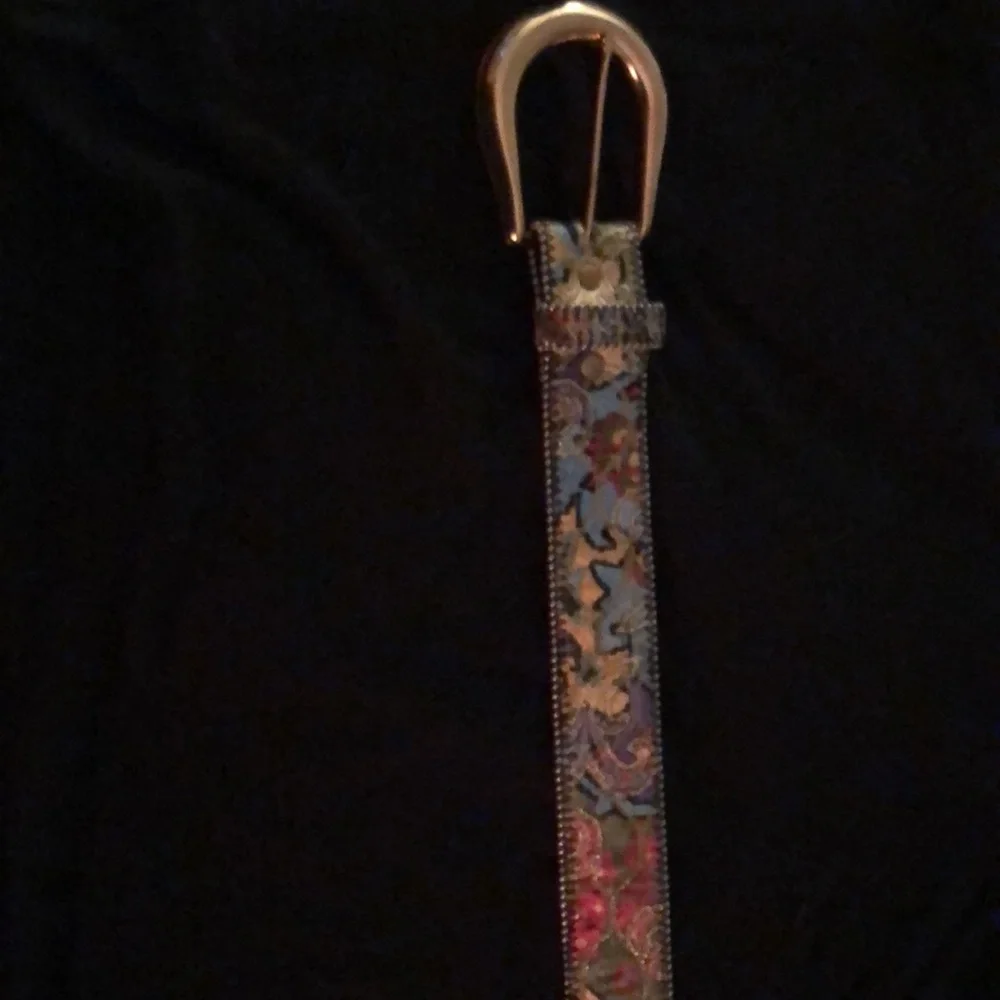 Tapestry belt, multicolored, gold belt, buckle size medium large